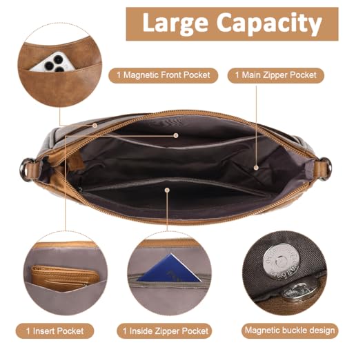 PALAY® Women Satchel Bag Fashion PU Solid Brown Crossbody Sling Shoulder with Woven Embossed Strap Casual Daily 2 PCS PALAY® Women Satchel Bag Fashion PU Solid Brown Crossbody Sling Shoulder with Woven Embossed Strap Casual Daily 2 PCS